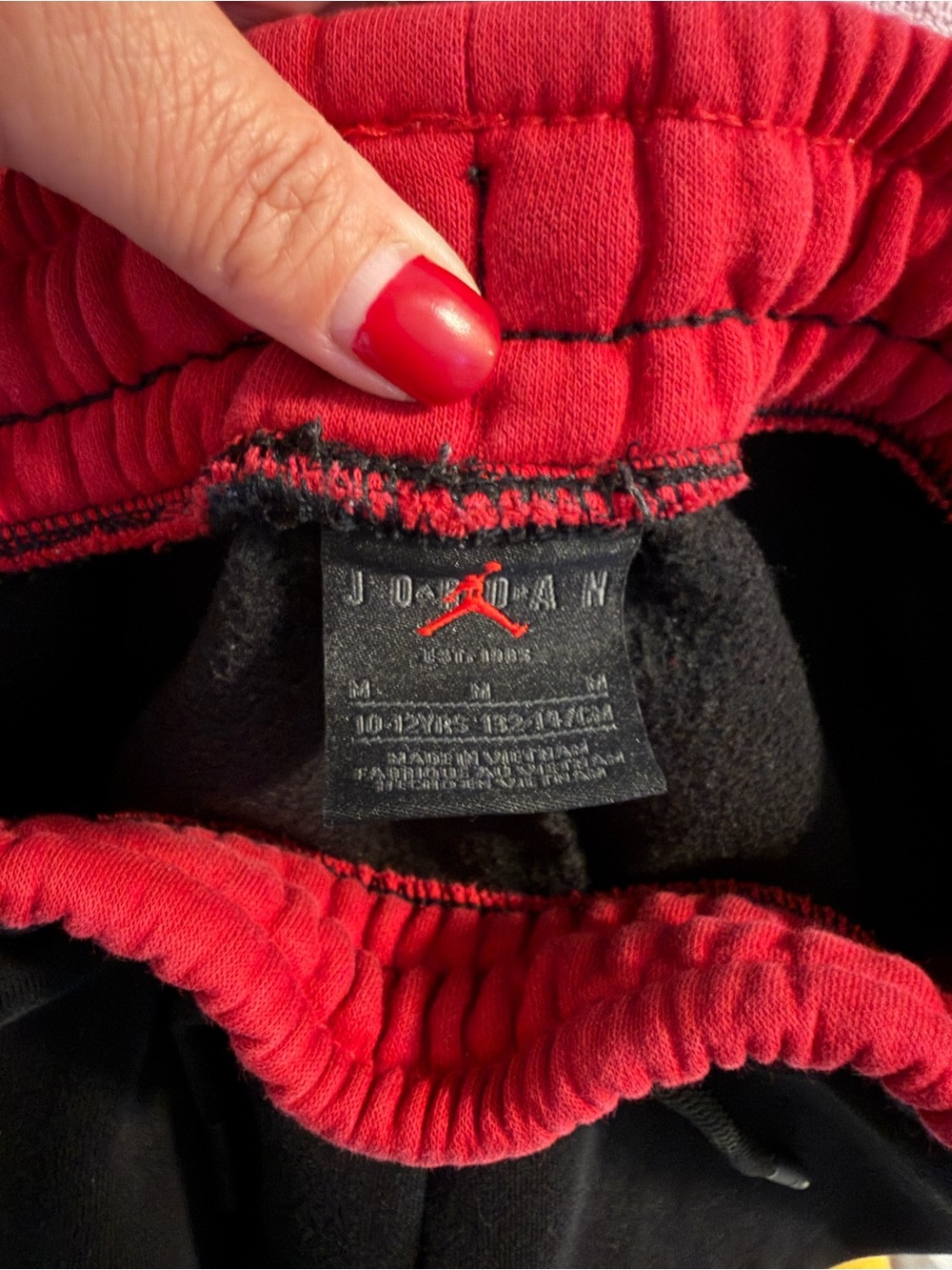 Jordan Black Fleece Sweatpants with Red Trim